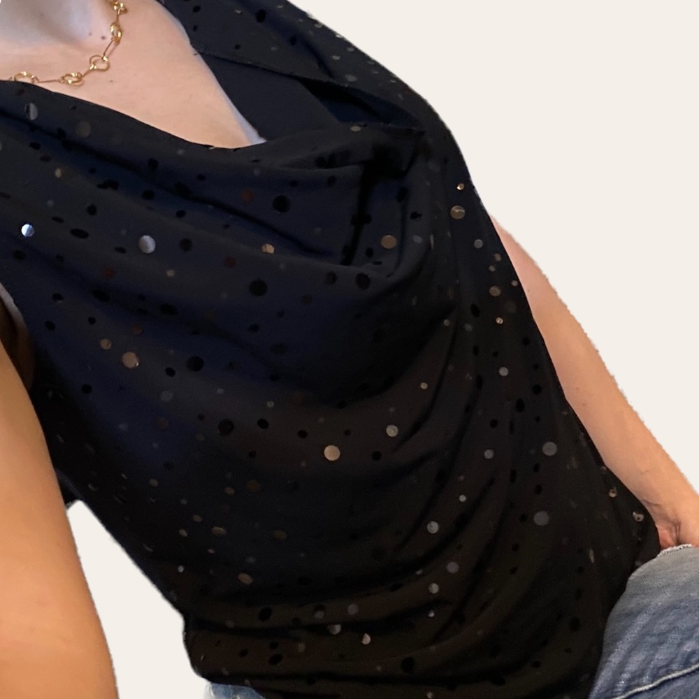 Only Nine Black Sparkly Cowl Neck Top
